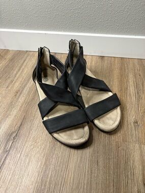 Easy Spirit Black Strappy Sandals Women’s Size 11 Back Zip Comfort Shoes